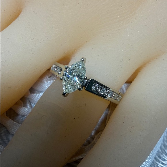 Marquis Natural Diamond Engagement Ring - Picture 11 of 12
